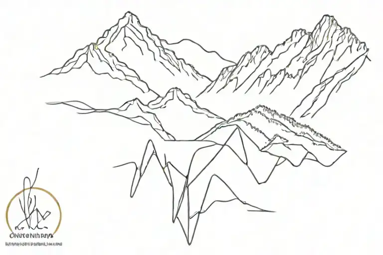 fine line mountain range with "choose your love, love your choice" tattoo design idea