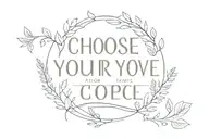 fine line forest range with the text "choose your love, love your choice" underneath tattoo design idea