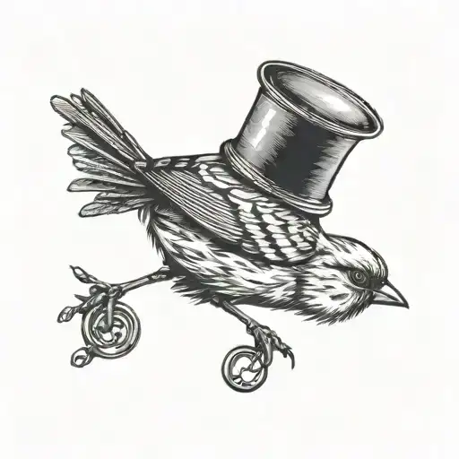 sparrow in a monocle and top hat tattoo design idea