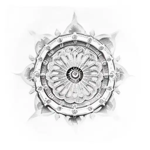 rose window medusa tattoo design idea