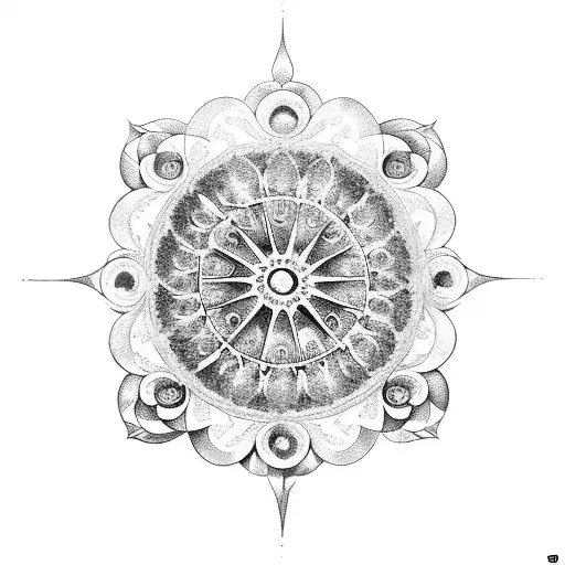rose window and medusa tattoo design idea