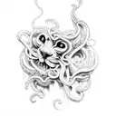 gothic window and medusa tattoo design idea