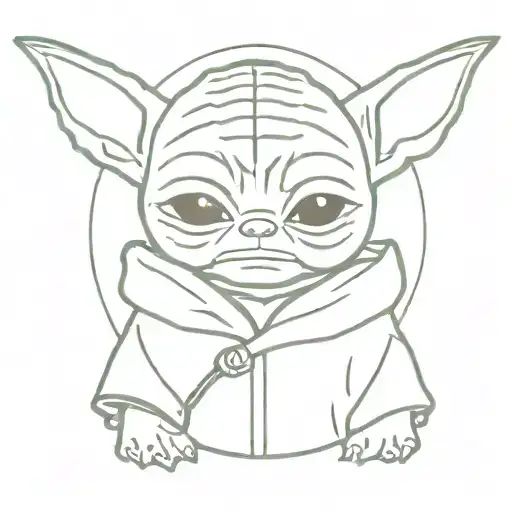 Baby yoda head tattoo design idea