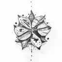  fan with coffee leaf inside and coffee beans around tattoo design idea