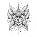 eventail with coffee leaf inside and coffee beans around tattoo design idea