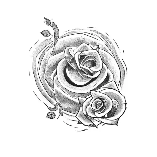 left arm fully tattooed with a gypsy goddess on the forearm and a rose on the other arm and a snake around tattoo design idea