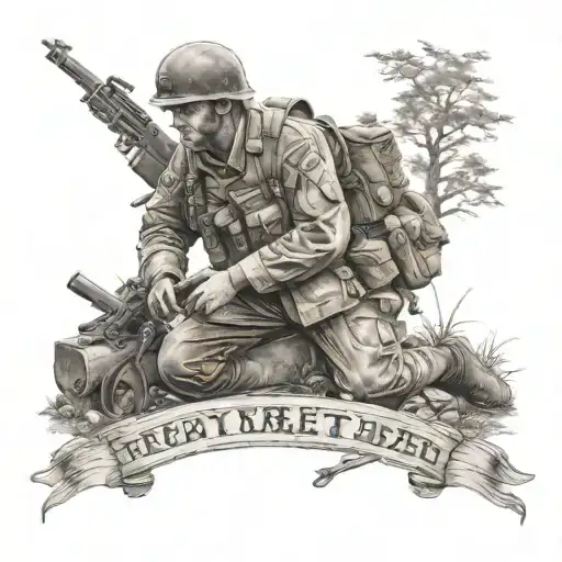 soldier home from war remembering friends who died tattoo design idea