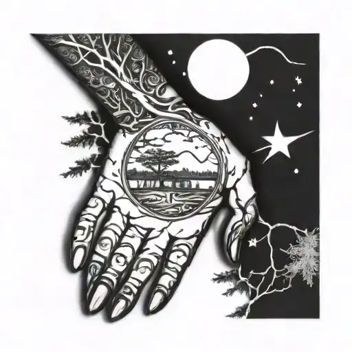 Wald Mond Hand  tattoo design idea
