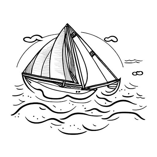 sail boat tattoo design idea
