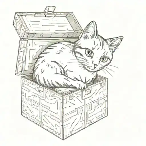 a cat sitting in a box in a ghibli style tattoo tattoo design idea