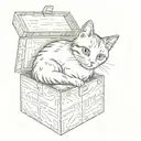 a cat sitting in a box in a ghibli style tattoo tattoo design idea