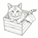 a cat sitting in a box in a ghibli style tattoo tattoo design idea