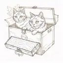 a cat sitting in a box in a ghibli style tattoo tattoo design idea