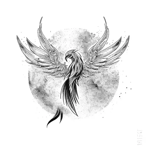 phoenix with feather trail straight down spine tattoo tattoo design idea