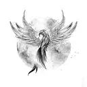 phoenix with feather trail straight down spine tattoo tattoo design idea