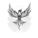 phoenix with feather trail straight down spine tattoo tattoo design idea