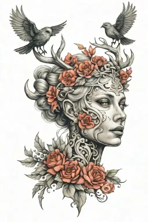 hel nordic godess tattoo design idea