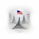 flags with Thailand,Cambodia and Vietnam  tattoo design idea