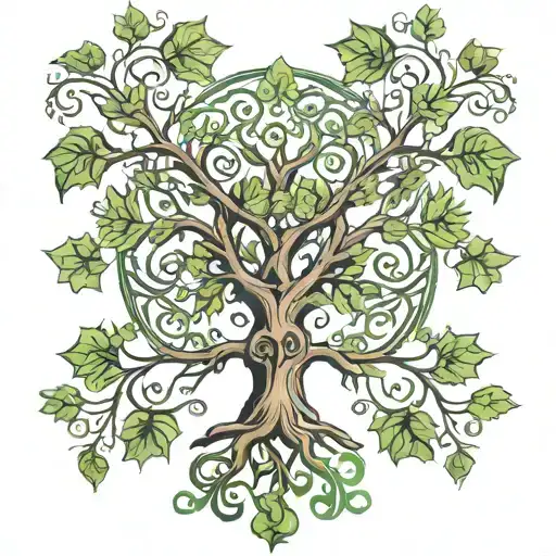tree of life with green man tattoo design idea