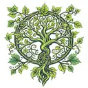 tree of life with green man tattoo design idea