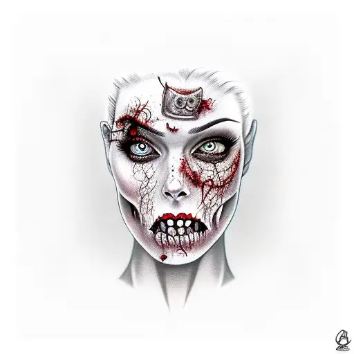 zombie pinup girl  tattoo design idea
