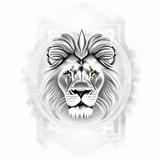lion head with spartan warrior combination  tattoo design idea
