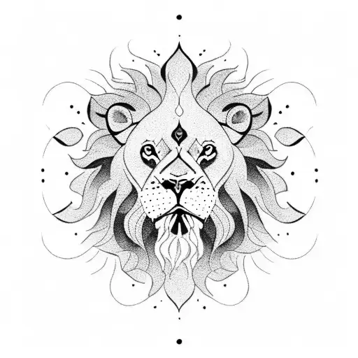Lion and sun with persian design tattoo design idea