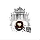 old building inside a coffee cup tattoo design idea