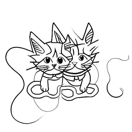 paired tattoo of two cute cats tattoo design idea