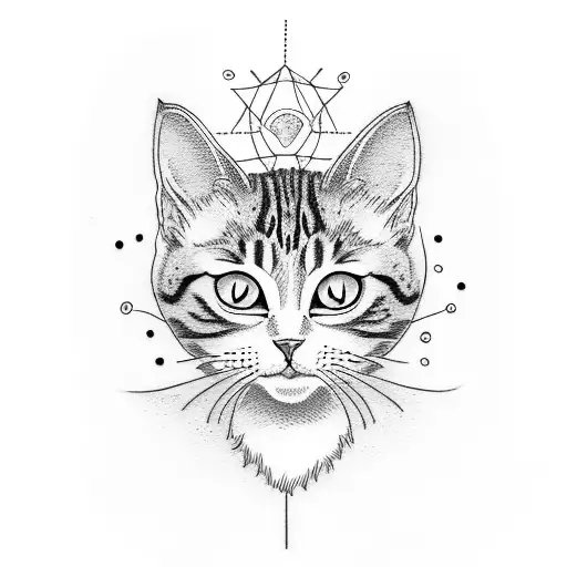 paired tattoo of two cute cats tattoo design idea