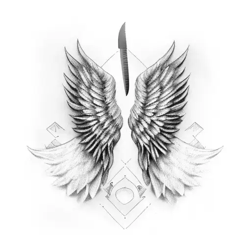 angel wings, chef knife, drumsticks  tattoo design idea