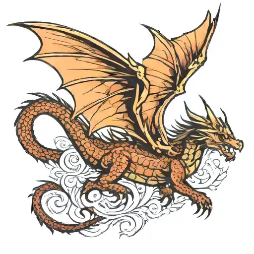 Dragon flying tattoo design idea