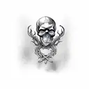 skull with crow tattoo design idea