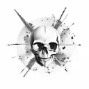 skull with crow tattoo design idea