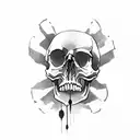 skull with crow tattoo design idea