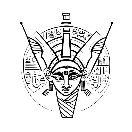 ancient egypt gods, ankh, pyramids, amulets tattoo design idea