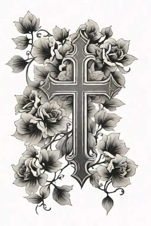 minimalist faded cross tattoo design idea