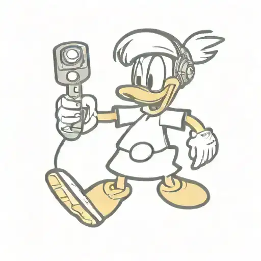donald duck as a dj with a controller tattoo design idea