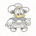 donald duck as a dj with a controller tattoo design idea