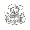 donald duck as a dj with a controller tattoo design idea