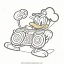 donald duck as a dj with a controller tattoo design idea