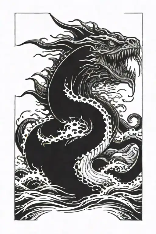 epic sea monster tattoo design idea