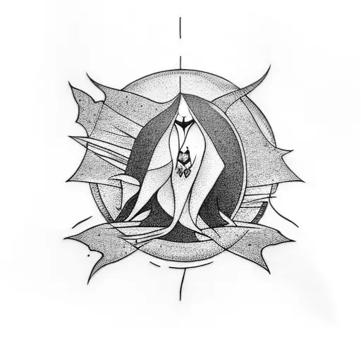 gothic witch half moon tattoo design idea