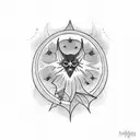 gothic witch half moon tattoo design idea