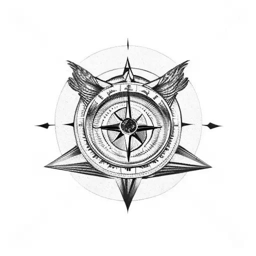 An owl perched on a compass, symbolizing wisdom and guidance in personal and professional journeys tattoo design idea