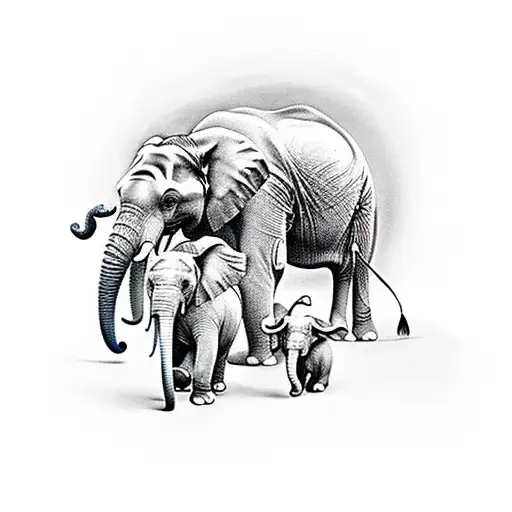 family of Elephants tattoo design idea