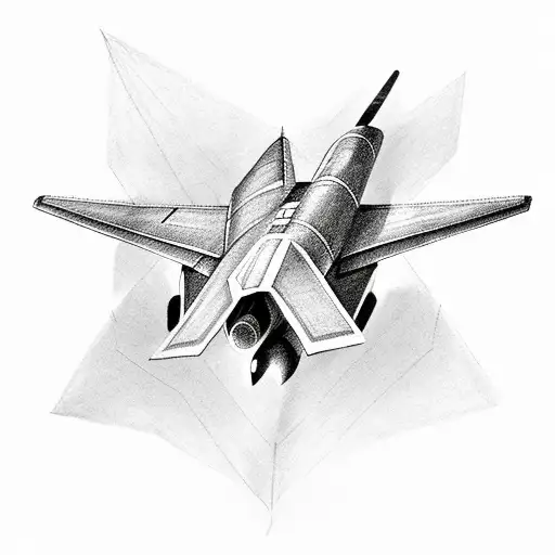 Paper airplane with the shadow of a fighter jet tattoo design idea