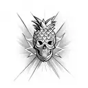 Pineapple skull tattoo design idea