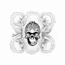 Pineapple skull tattoo design idea