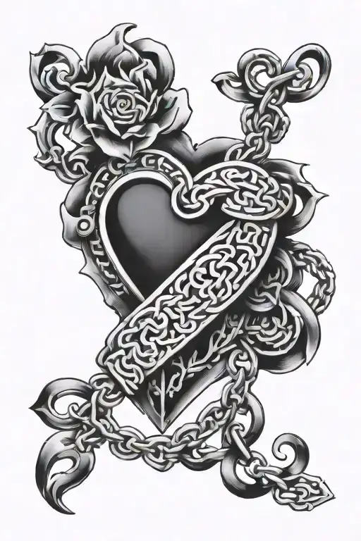 Left arm chain tattoo from wrist up to the shoulder and into the chest/ heart , meaning sealed from the past  tattoo design idea